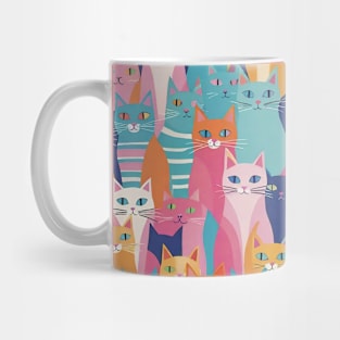 Rainbow Whisker Rhapsody: A Vibrant Feline Pattern Symphony Mug